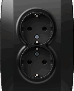 Priză dublă SCHUKO 2P+E 16A 250V~ , negru