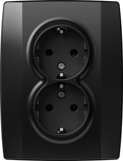 Priză dublă SCHUKO 2P+E 16A 250V~ , negru