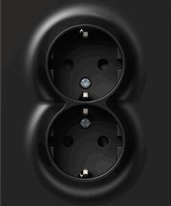 Logiq Flat Priza dubla standard german 2P+E 16A , culoare negru