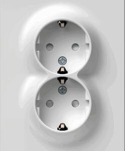 Logiq Flat Priza dubla standard german 2P+E 16A , culoare alba