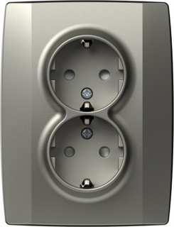 Priză dublă SCHUKO 2P+E 16A 250V~, titan